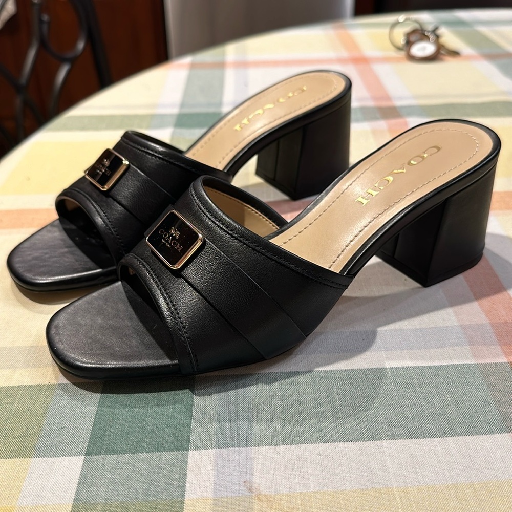 Black Coach slip-in heels, size 7.5 - Only worn once